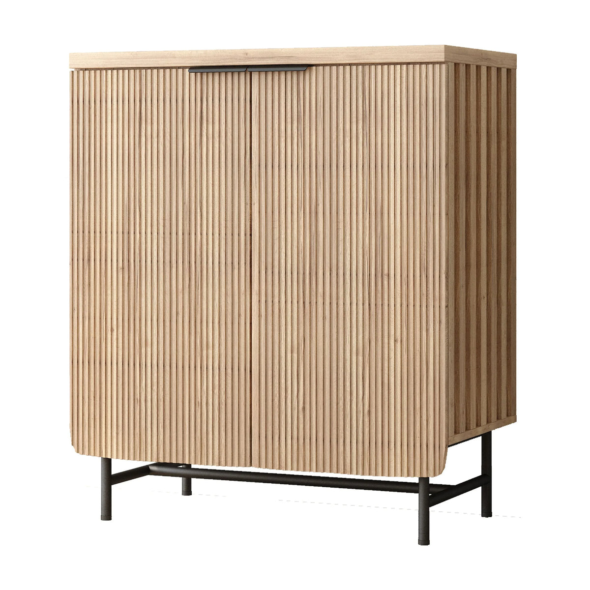 2026 NewVivvoo 30" Wood Nightstand Fluted Door Accent Cabinet