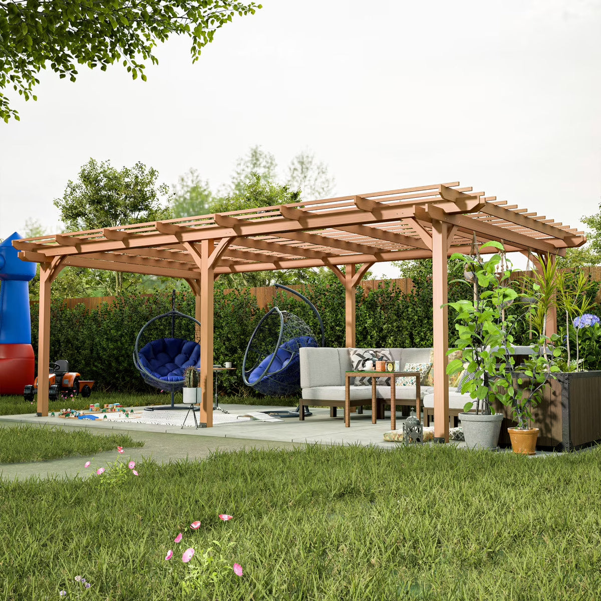 2026 New12 x 10 FT Outdoor Pergola, Wooden Pergola Gazebo with Climbing Plant Support and Waterproof, for Patio Porch Garden Backyard, Brown