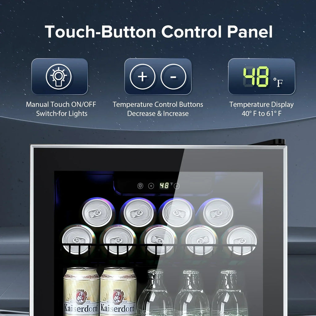 2026 NewAuseo 126 Can Beverage Refrigerator and Cooler with Glass Door for Home/Office/Bar-Black