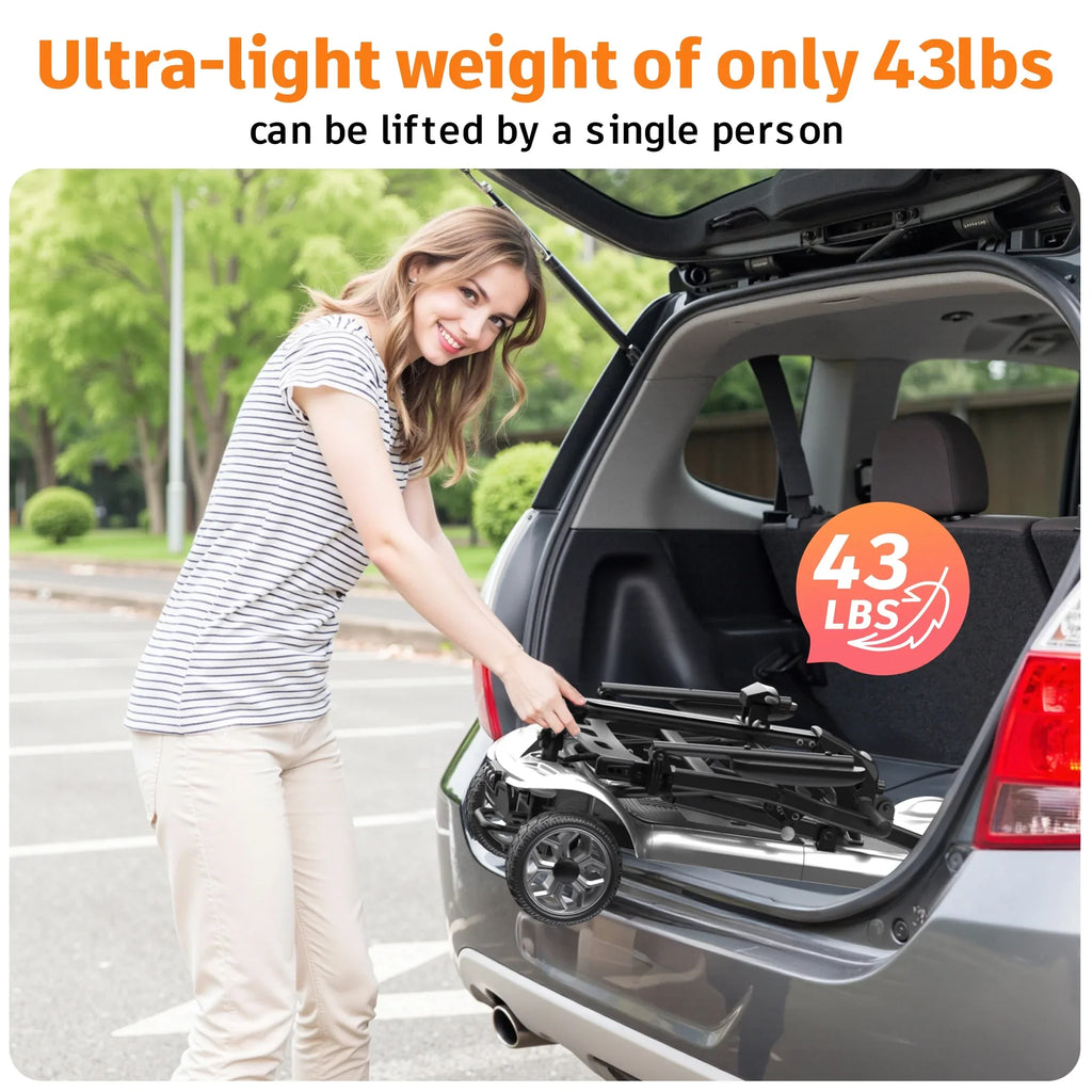 2026 NewEAGLOG Light Weight 4 Wheels Mobility Scooter for Seniors, Electric Folding Wheelchair Device for Travel, Black