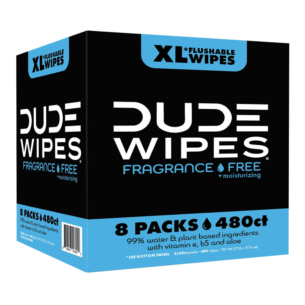 2026 NewDUDE Wipes Fragrance-Free + Moisturizing XL Flushable Wipes, 480 Wipes