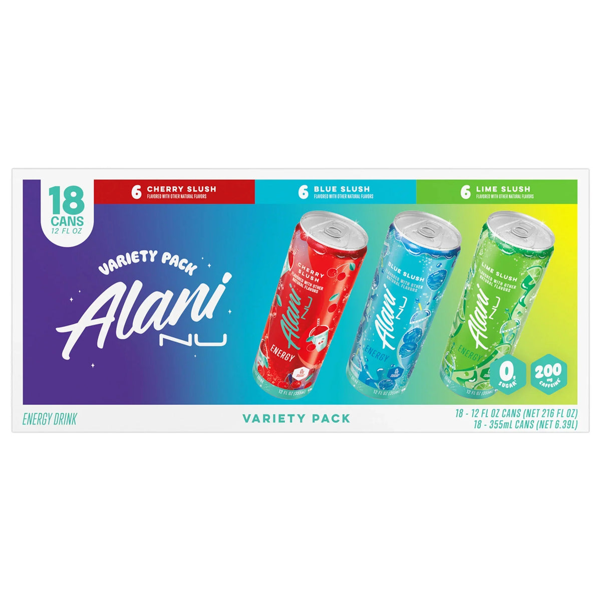 2026 NewAlani Nu Energy Drink, Lime Slush Variety Pack, 12 fl oz, 18-count