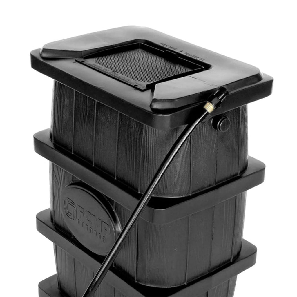 2026 NewFCMP Outdoor WG4000-GRY Home Outdoor Wood Grain Rain Water Catcher Barrel