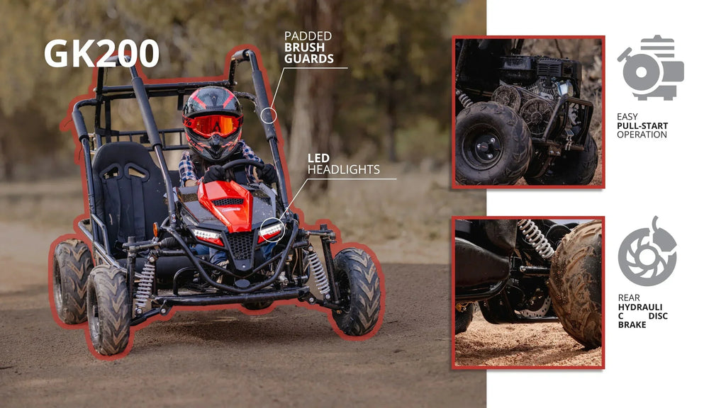 2026 NewColeman Powersports GK200 196cc Gas Powered Go-Kart, Two-Seater Off-Road Vehicle Up to 23 MPH, Rugged Suspension, Pull-Start Engine, Ages 13+, Red