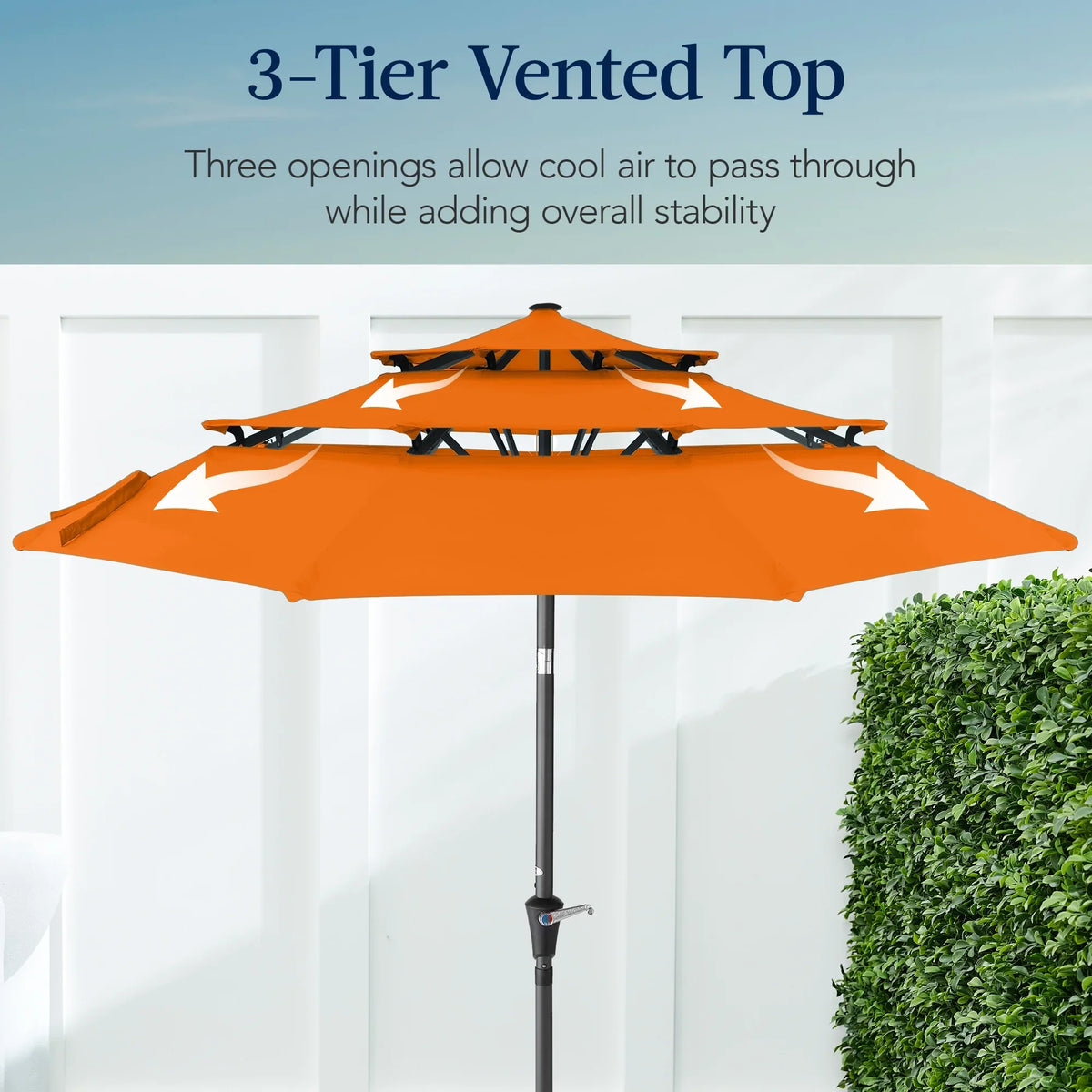 2026 NewBest Choice Products 10ft 3-Tier Patio Umbrella, Market Sun Shade w/ Tilt Adjustment, Easy Crank - Red