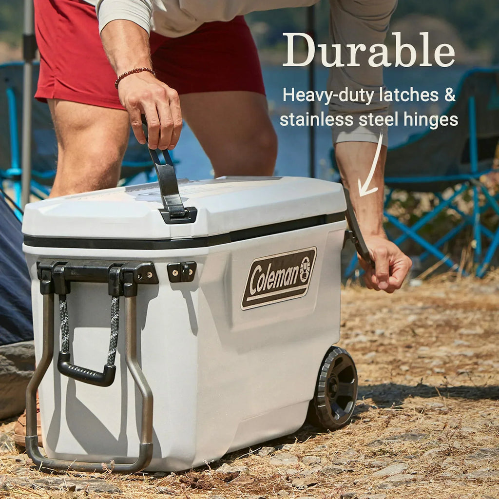 2026 NewColeman Convoy Series 65-Quart Hard Cooler with Wheels, up to 48 Cans, Brown Walnut Color