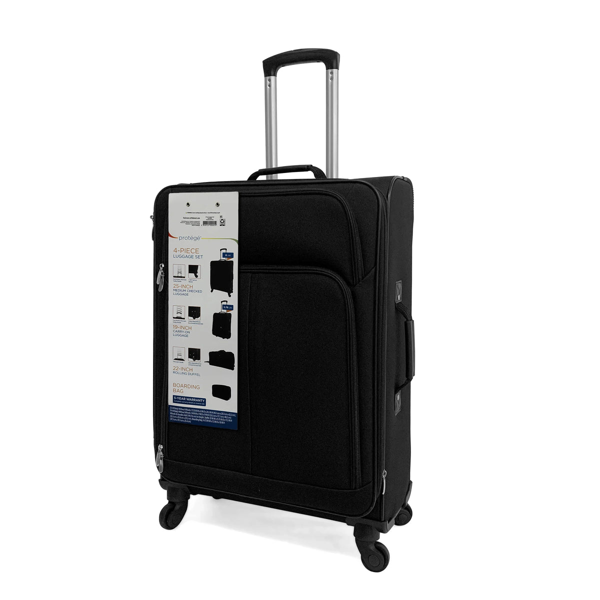 2026 New Protege 4-Piece Softside Luggage Set, Black