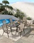 2026 NewAtaucjin Stackable Dining Chairs Set of 4, High-Back Patio Dining Chairs Set, Outdoor Chairs with Textilene Fabric & Metal Frame for Lawn Backyard