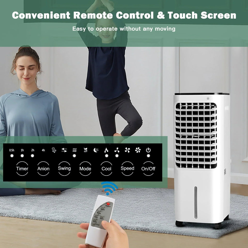 2026 NewCostway 4-in-1 Portable Evaporative Air Cooler 12L Water Tank 4 Ice Boxes