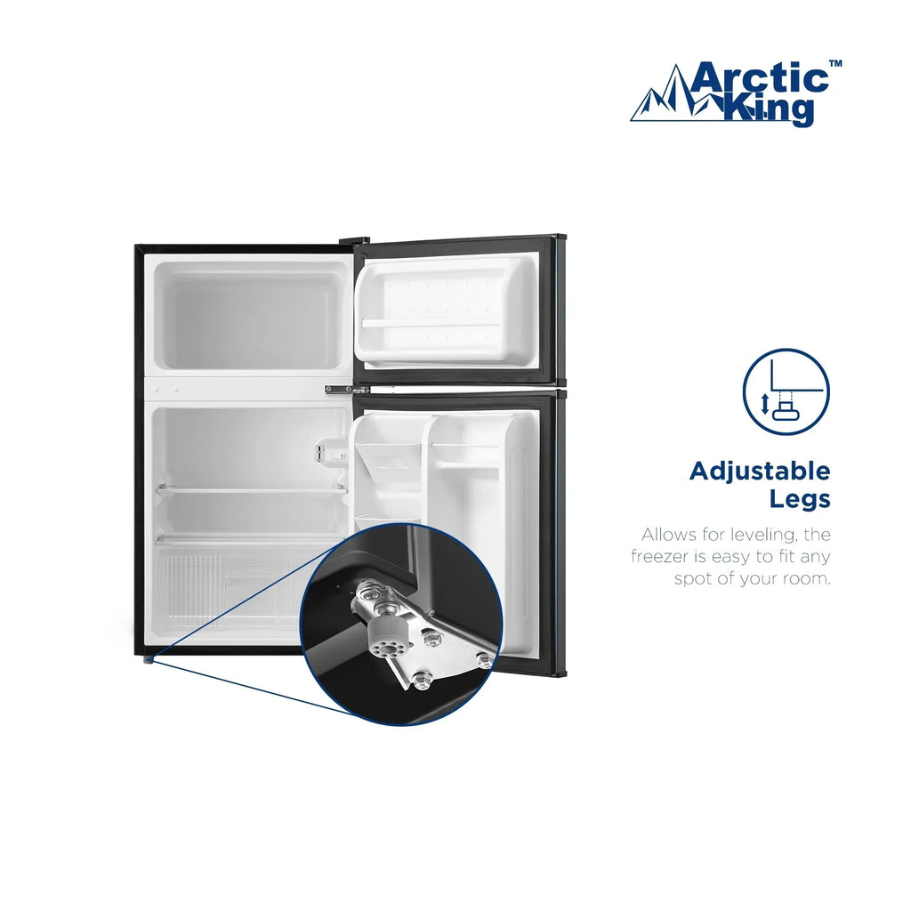2026 NewArctic King 3.2 Cu ft Two Door Mini Fridge with Freezer, Stainless Steel, E-Star