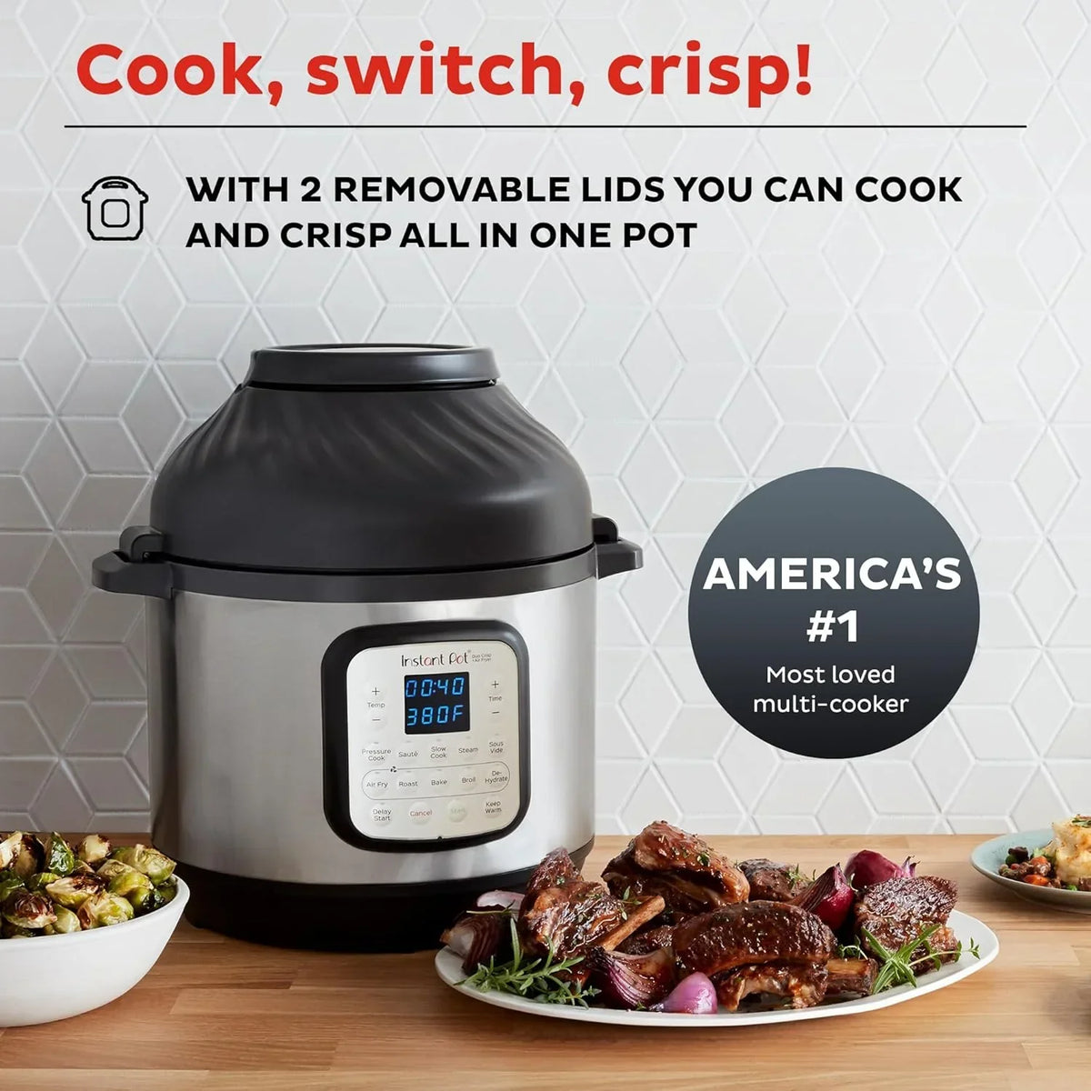Instant Pot Duo Crisp 11-in-1 Air Fryer and Electric Pressure Cooker Combo with Multicooker Lids that Air Fries