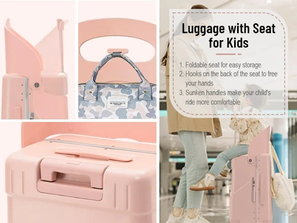 2026 New22 Inch TSA Lock Luggage with for Kids& Adult,Check in Lockable Spinner Wheels Free Luggage Cover and Safety Seatbelt Travel Suitcase