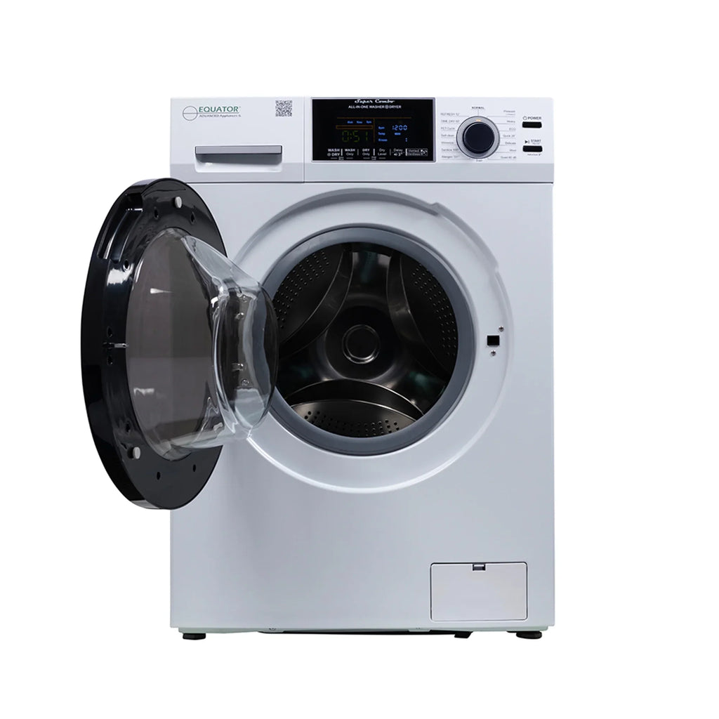 2026 NewEquator Combination Washer Dryer Ventless/Vented Pet cycle 1.62cf/15lbs 110V with Adjustable legs