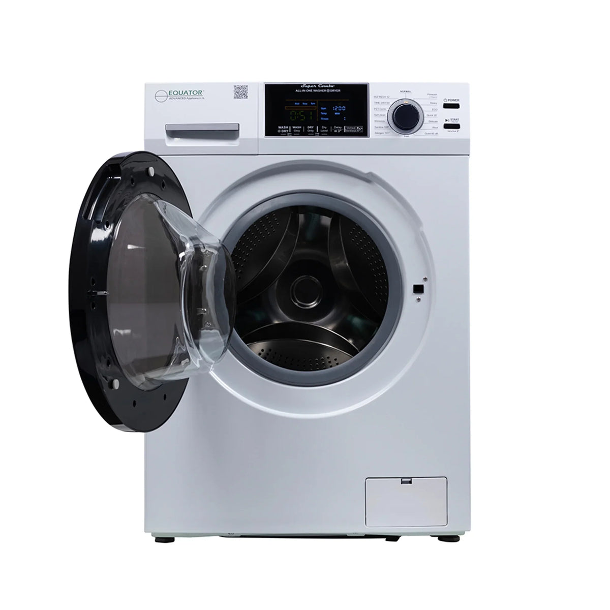 2026 NewEquator Combination Washer Dryer Ventless/Vented Pet cycle 1.62cf/15lbs 110V with Adjustable legs