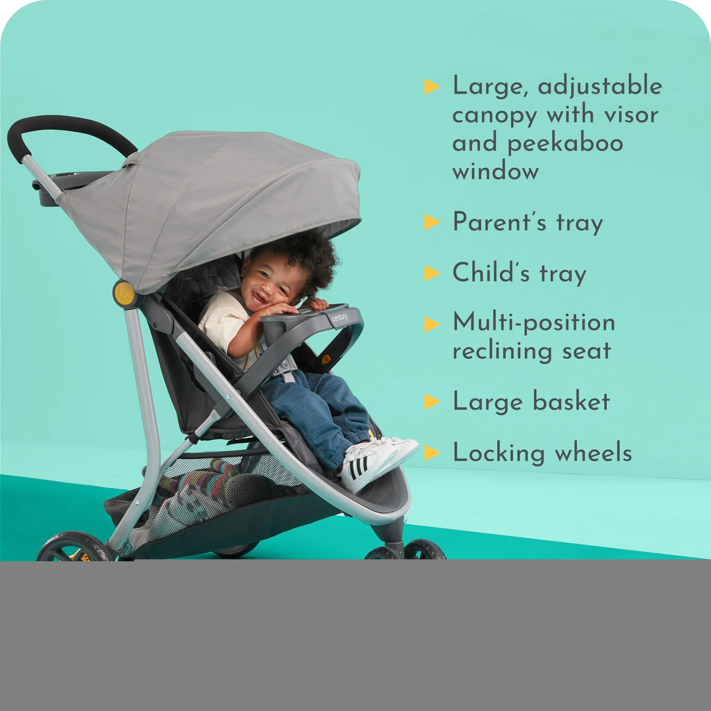 2026 NewCentury Stroll On 3-Wheel 2-in-1 Lightweight Travel System Stroller. Unisex. Berry