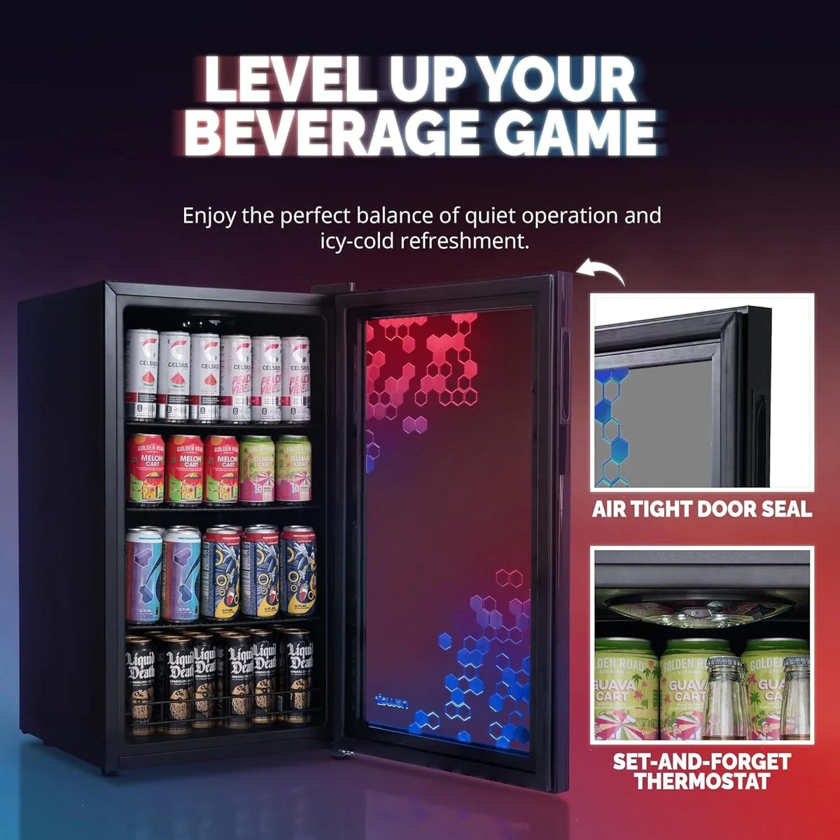 2026 NewBeverage Refrigerator Cooler | 126 Cans Free Standing with Right Hinge Glass Door | Mini Fridge Beverage Organizer Perfect For Beer, Wine, Soda, And Cooler Drinks