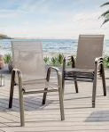 2026 NewAtaucjin Stackable Dining Chairs Set of 4, High-Back Patio Dining Chairs Set, Outdoor Chairs with Textilene Fabric & Metal Frame for Lawn Backyard