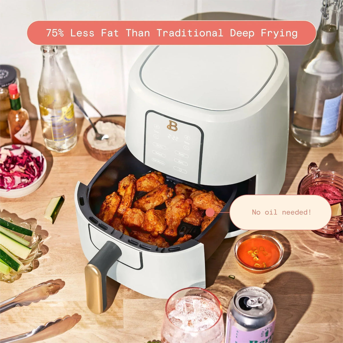 2026 NewBeautiful 3 Qt Air Fryer with TurboCrisp Technology, White Icing by Drew Barrymore