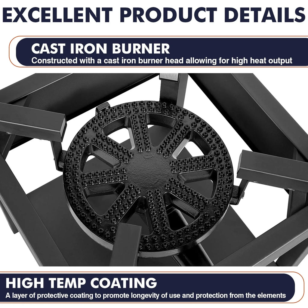 2026 NewFrizi 1-Burner Propane Gas Outdoor Stove �C 260,000 BTU, 0-30 PSI Adjustable Regulator & Steel-Braided Hose
