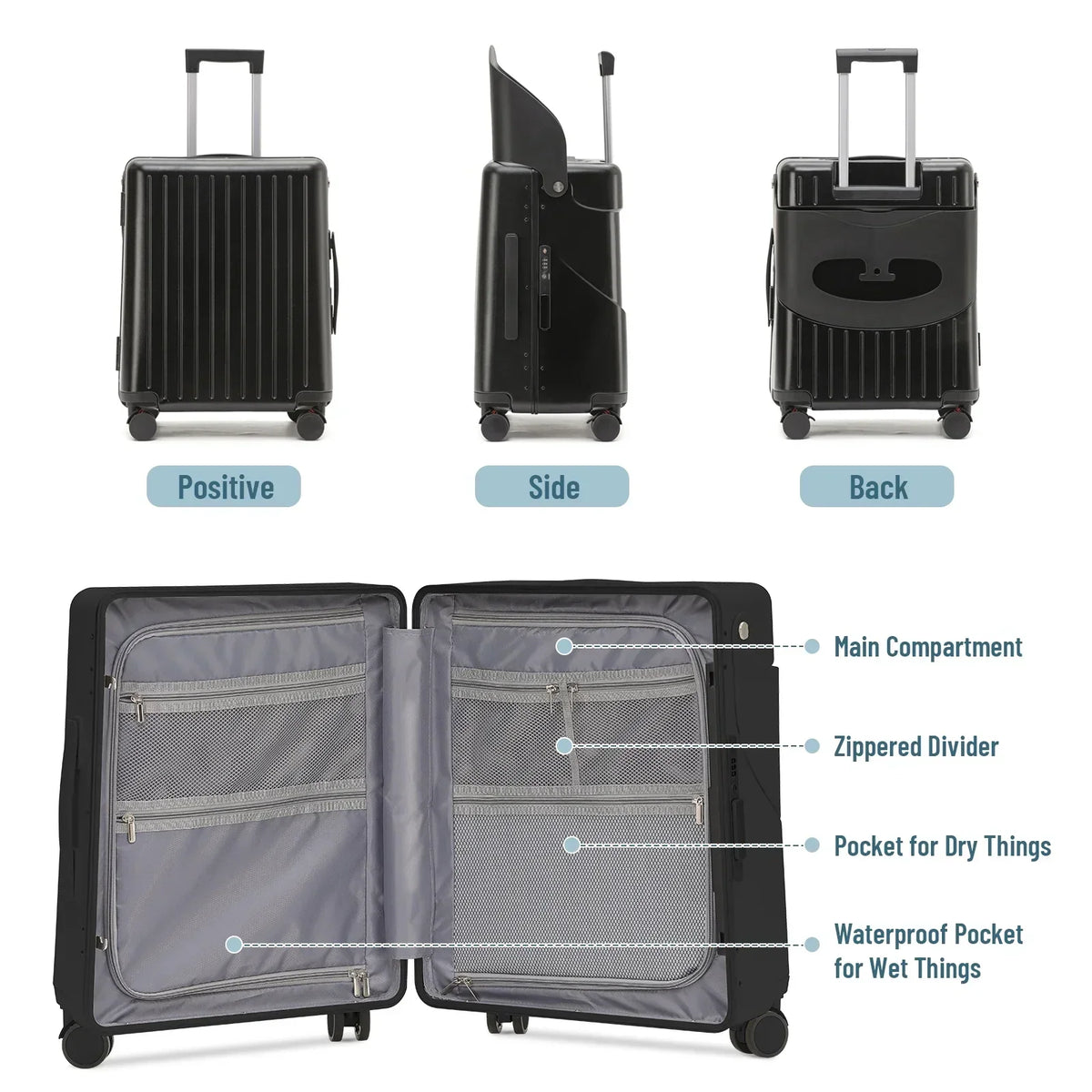 2026 NewFridtrip 20 Inch Carry On TSA Lock Luggage with Foldable Seat for Kids& Adult,Lockable Spinner Wheels Free Luggage Cover and Safety Seatbelt Travel Suitcase