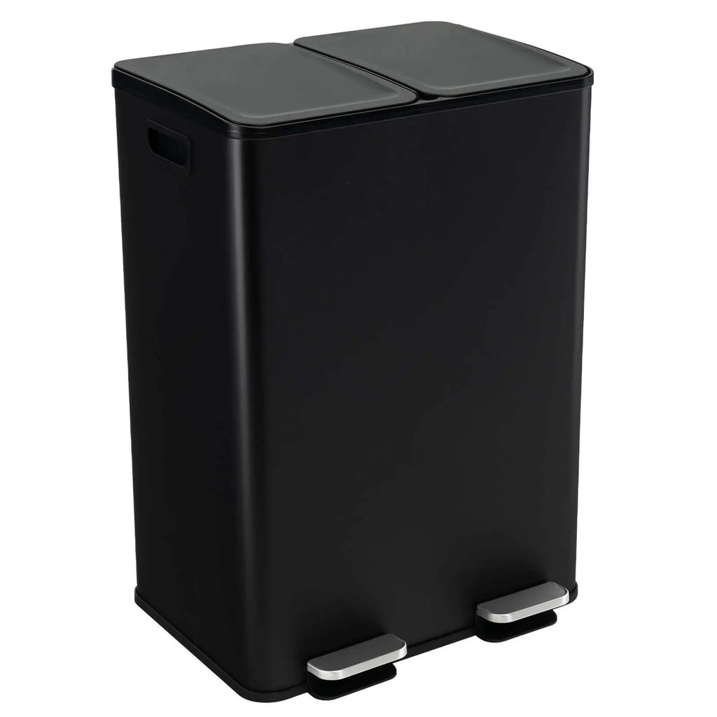 2026 NewCostway 16 Gallon Dual Step Trash Can Recycle Bin Stainless Steel Bucket Pedal Silver