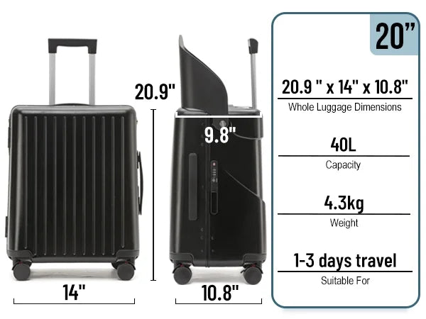 2026 NewFridtrip 20 Inch Carry On TSA Lock Luggage with Foldable Seat for Kids& Adult,Lockable Spinner Wheels Free Luggage Cover and Safety Seatbelt Travel Suitcase