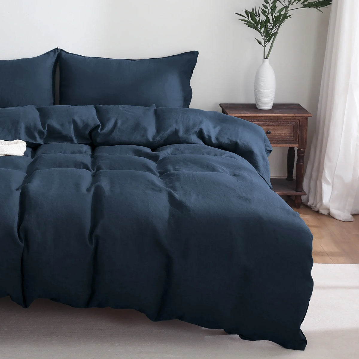 2026 New100% Pure Linen Duvet Cover with Button Closure and Corner Ties Soft & Breathable - Natural Full/Queen