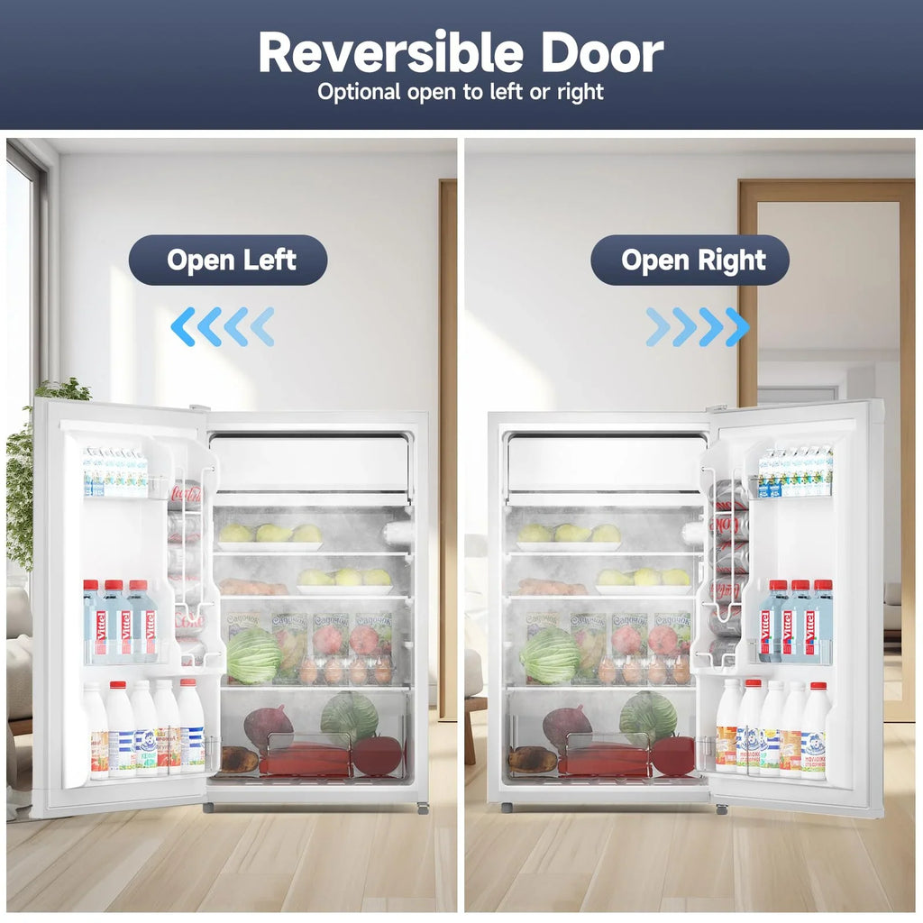 2026 NewSoonbuy Compact Mini Fridge with Freezer, 4.3 Cu.Ft Single Door Refrigerator with Adjustable Temperature, Removable Shelves & Crisper Drawer, Energy Efficient Small Fridge for Bedroom, Office, Dorm, R