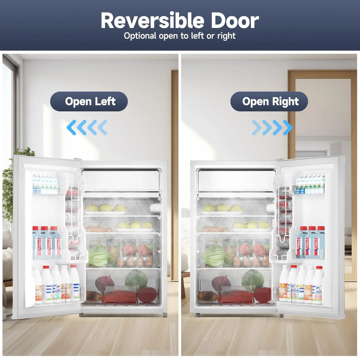 2026 NewSoonbuy Compact Mini Fridge with Freezer, 4.3 Cu.Ft Single Door Refrigerator with Adjustable Temperature, Removable Shelves & Crisper Drawer, Energy Efficient Small Fridge for Bedroom, Office, Dorm, R