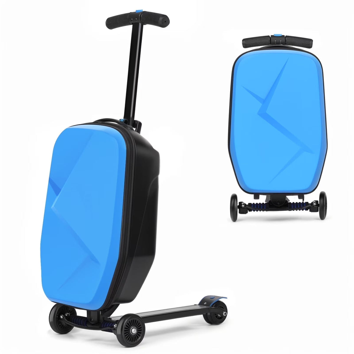 2026 NewAdvwin Scooter Luggage for Kids & Adults, Hardside Ride on Suitcase for Kids Ages 4-15 Multifunctional Lightweight Foldable Carry on Luggage with Wheels Ride on for Children Teenagers, Pink