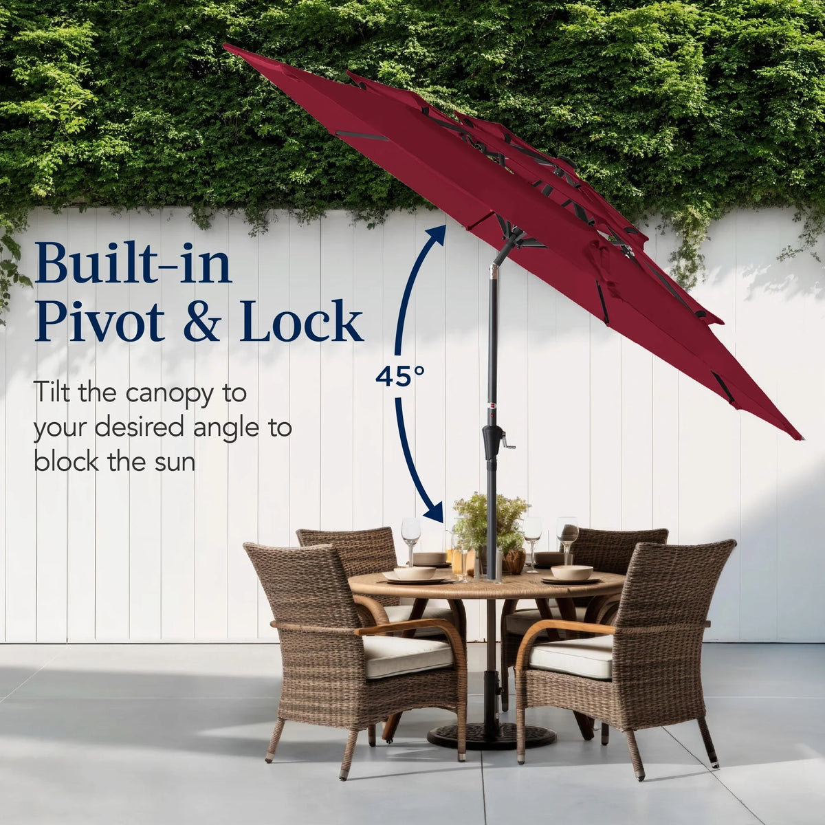 2026 NewBest Choice Products 10ft 3-Tier Patio Umbrella, Market Sun Shade w/ Tilt Adjustment, Easy Crank - Red