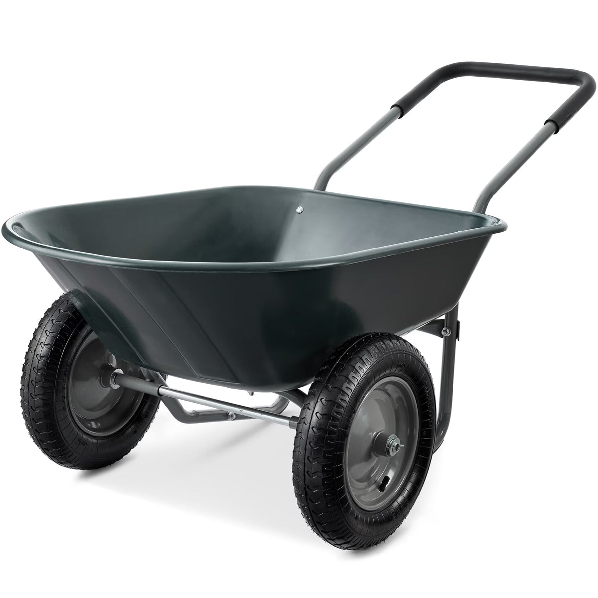 2026 NewBest Choice Products Dual-Wheel Home Wheelbarrow Yard Garden Cart for Lawn, Construction - Green