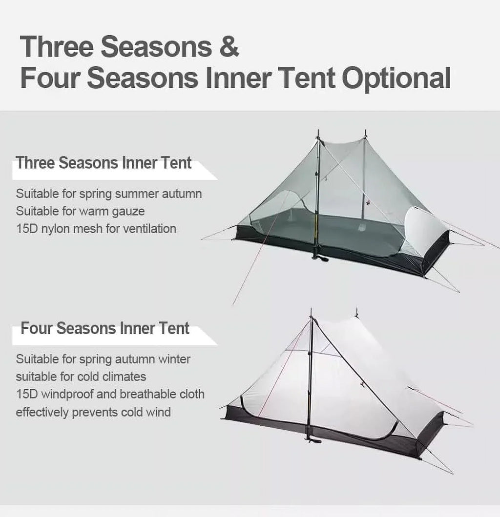 2026 New3F UL Gear Lanshan Ultralight Tent Waterproof Professional Hiking Tent 2Person Tents for Camping 4 Season Backpacking Tent (Khaki-2 People, 4 Season)