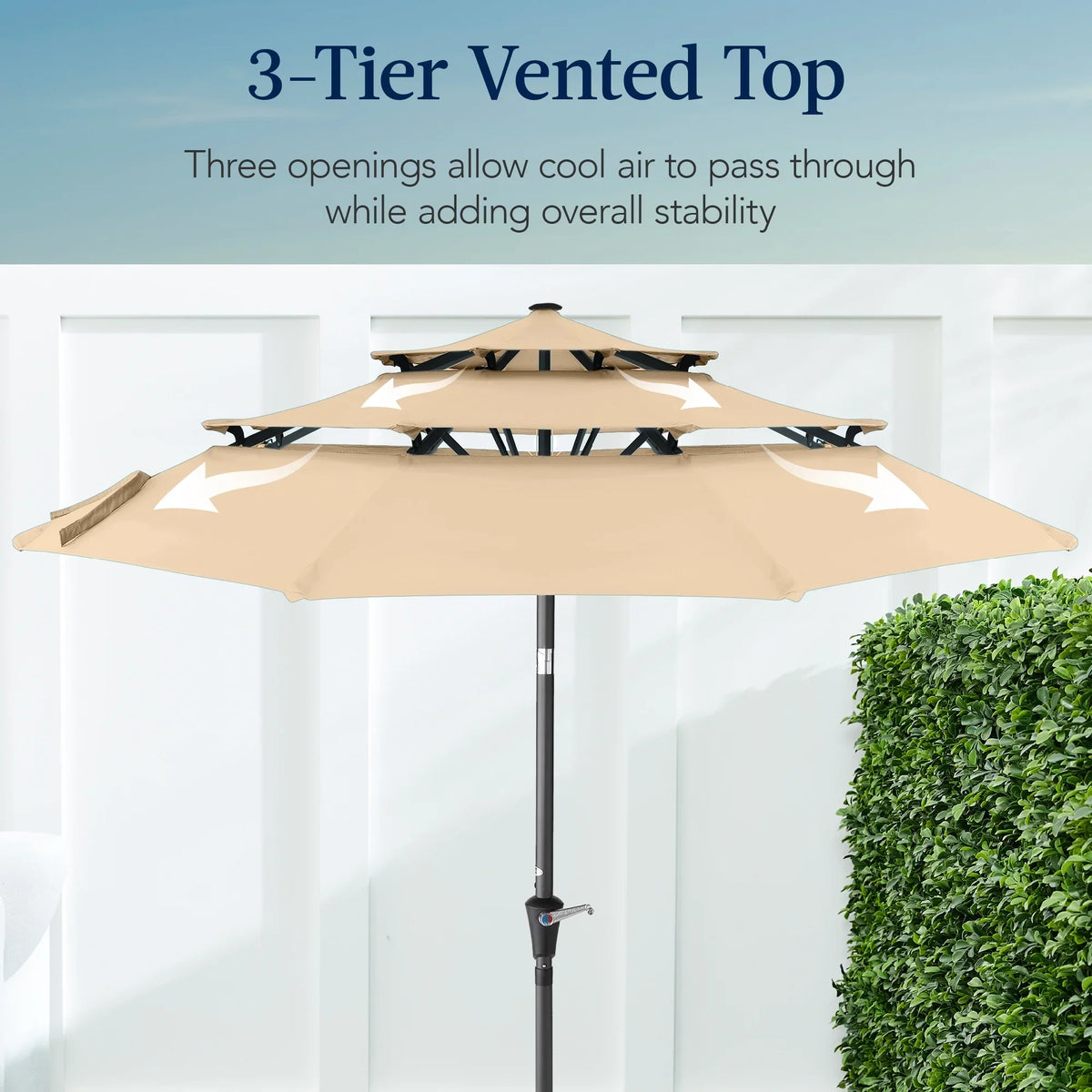 2026 NewBest Choice Products 10ft 3-Tier Patio Umbrella, Market Sun Shade w/ Tilt Adjustment, Easy Crank - Red