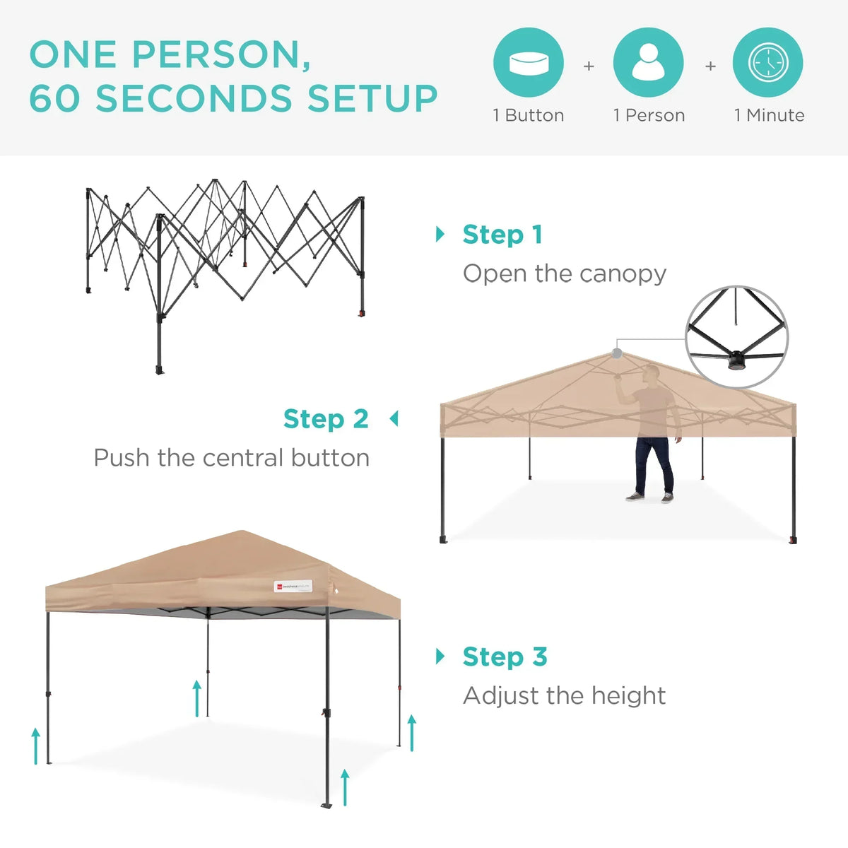 2026 NewBest Choice Products 12x12ft Easy Setup Pop Up Canopy w/ 1-Button Setup, Wheeled Case, 4 Weight Bags - Navy Blue