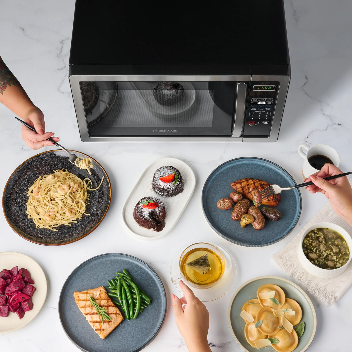 2026 NewFarberware 1.1 Cu. Ft. 1000-Watt Compact Microwave Oven, Black