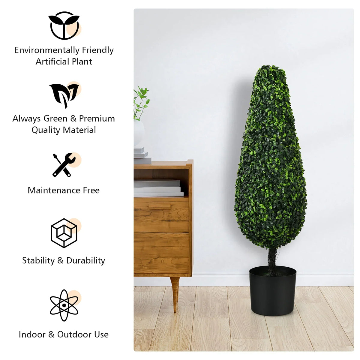 2026 NewCostway 2 Pack 3FT Artificial Tower Topiary Tree UV Resistant Indoor Outdoor