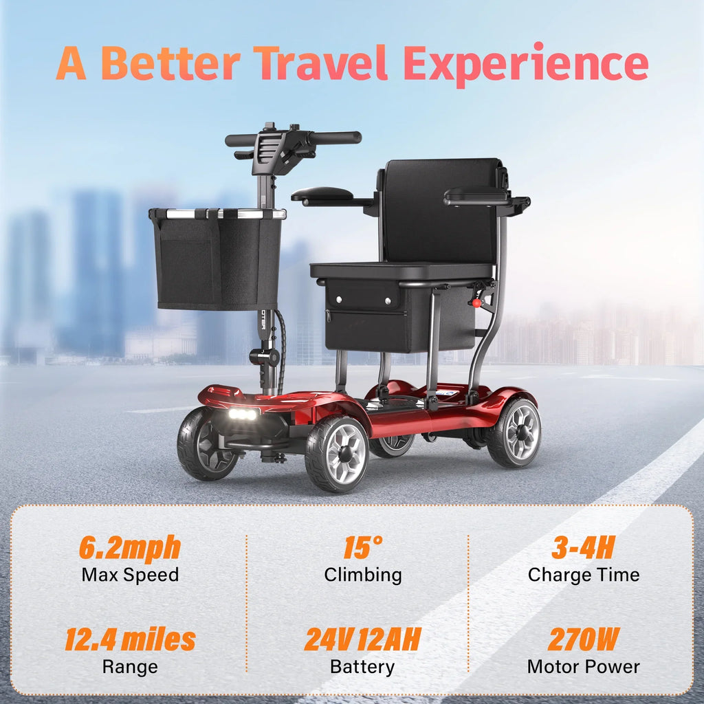 2026 NewEAGLOG Light Weight 4 Wheels Mobility Scooter for Seniors, Electric Folding Wheelchair Device for Travel, Black