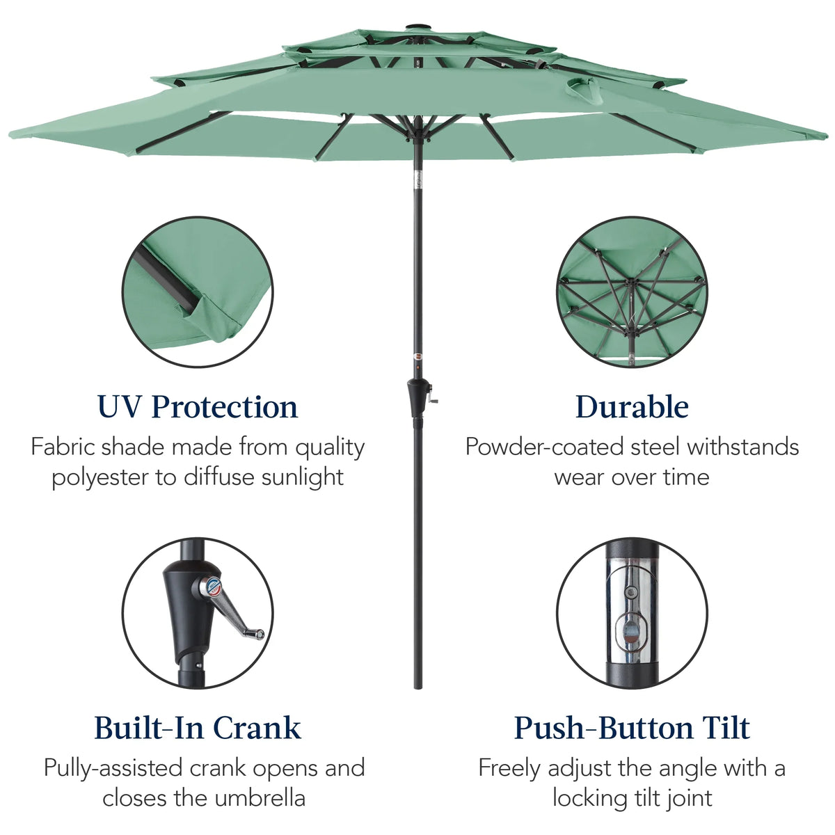 2026 NewBest Choice Products 10ft 3-Tier Patio Umbrella, Market Sun Shade w/ Tilt Adjustment, Easy Crank - Red