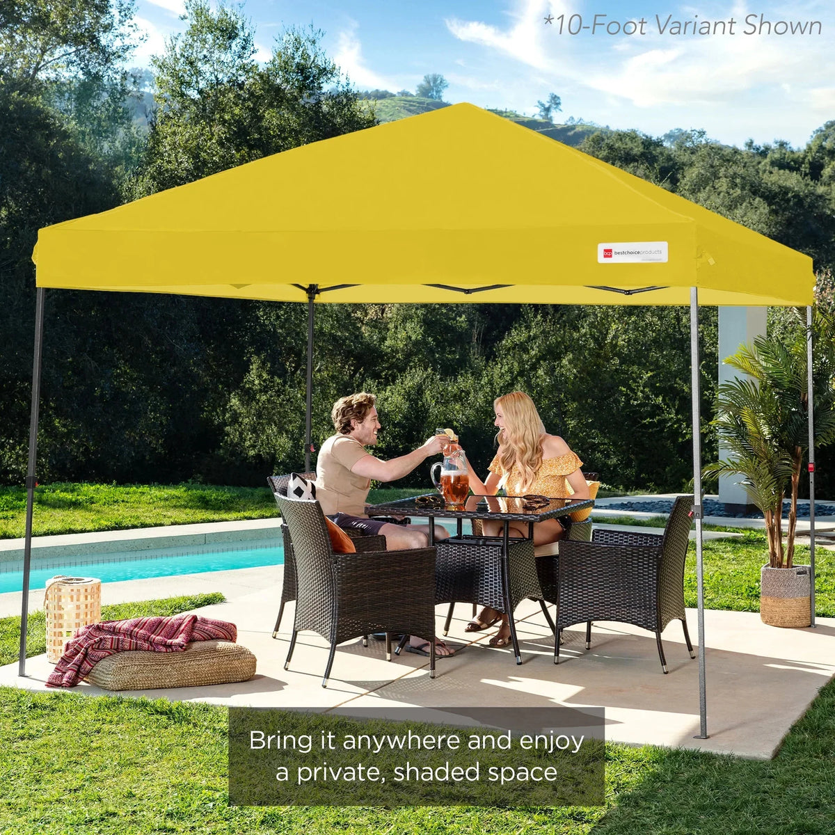 2026 NewBest Choice Products 12x12ft Easy Setup Pop Up Canopy w/ 1-Button Setup, Wheeled Case, 4 Weight Bags - Navy Blue