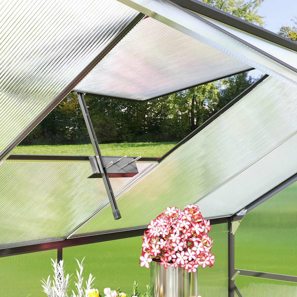 2026 NewAsofer 6' x 4' Greenhouse for Outdoors, Aluminum Walk-in Green Houses shed with Rain Gutter and Roof Vent for Backyard