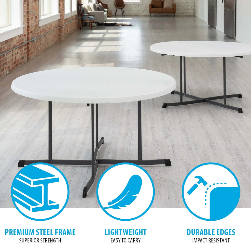2026 NewLifetime 60" Centerfold Indoor/Outdoor Commercial Grade Folding Round Table, Almond 1 Piece 1 Count (80806)