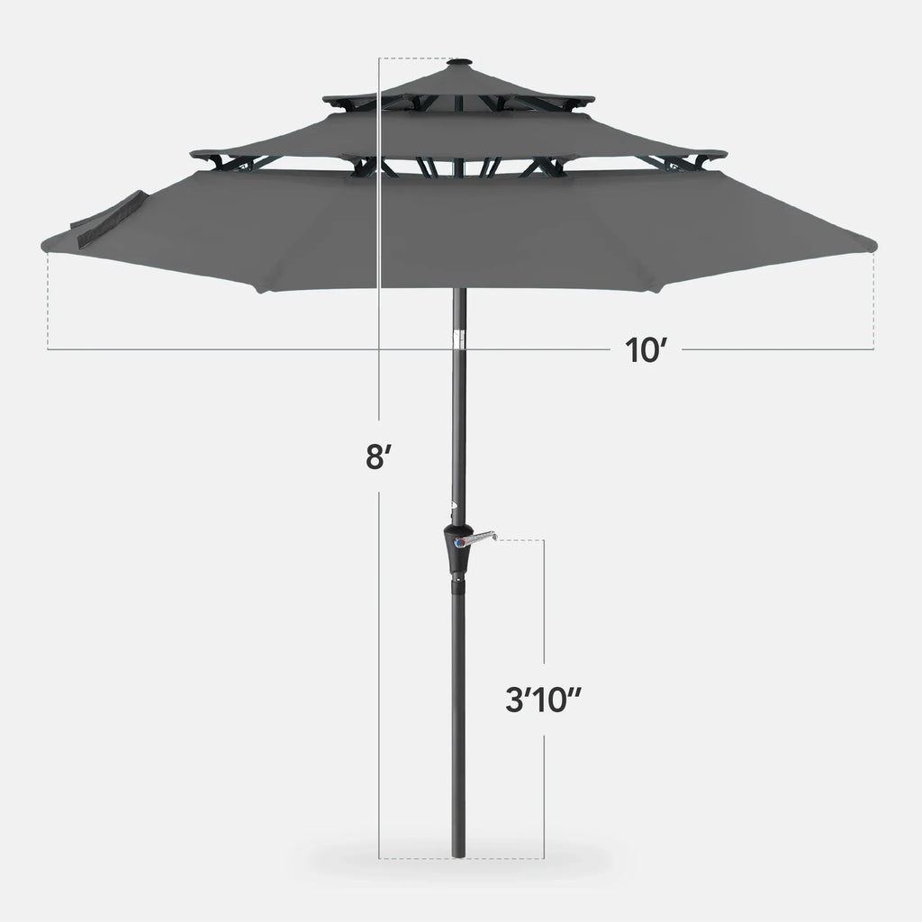 2026 NewBest Choice Products 10ft 3-Tier Patio Umbrella, Market Sun Shade w/ Tilt Adjustment, Easy Crank - Red
