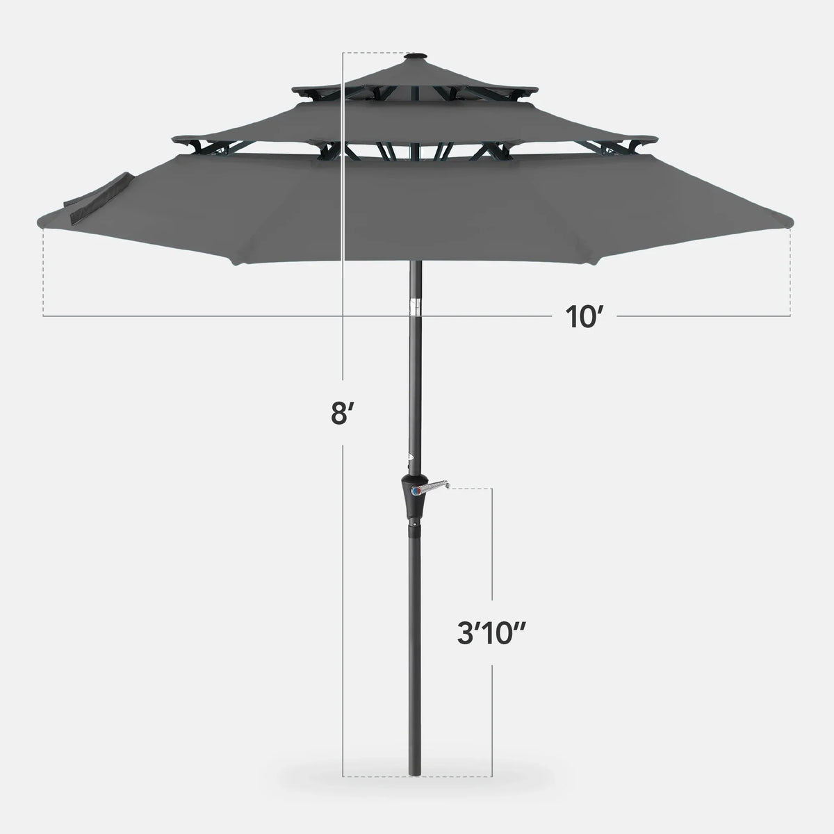 2026 NewBest Choice Products 10ft 3-Tier Patio Umbrella, Market Sun Shade w/ Tilt Adjustment, Easy Crank - Red