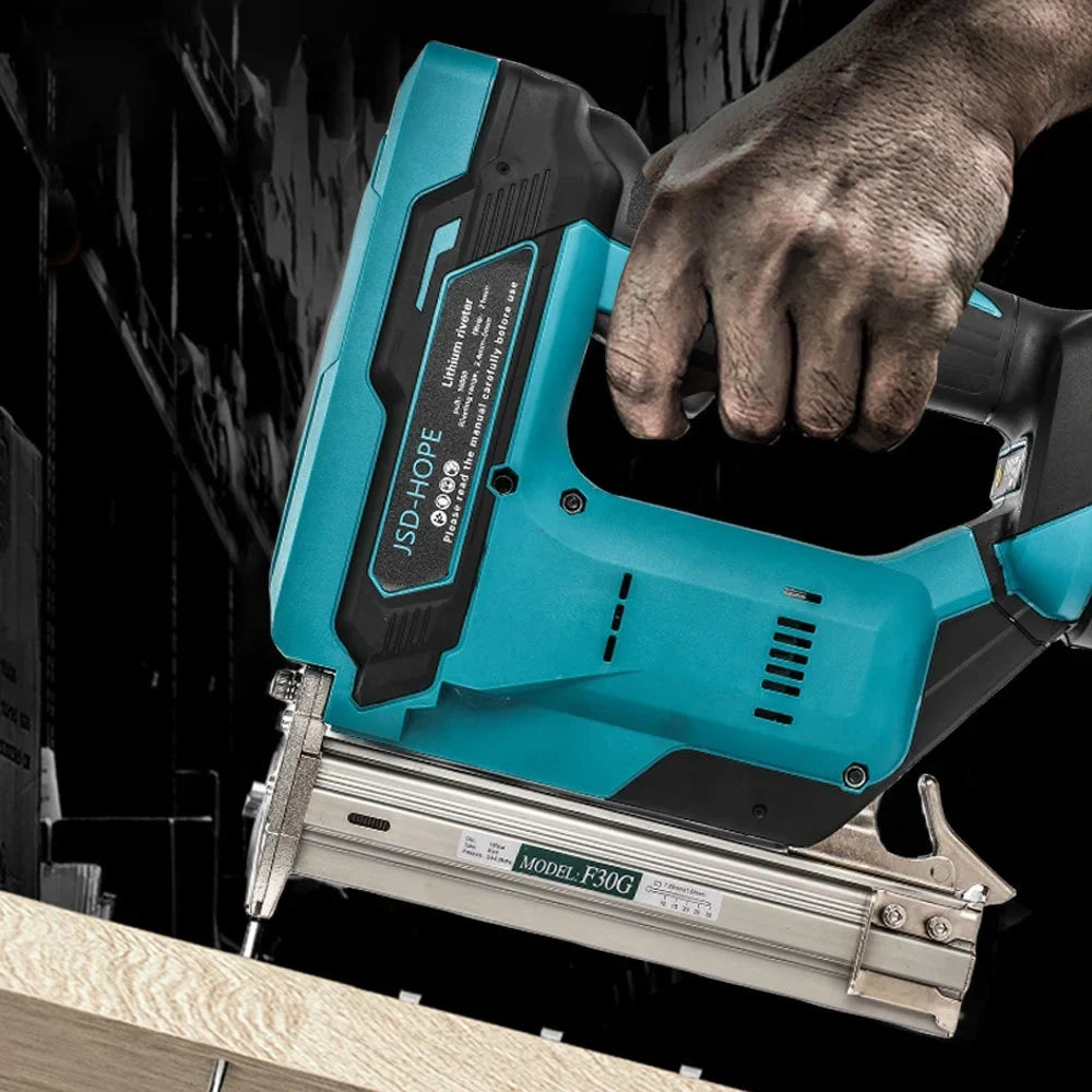 2026 New Brushless Cordless Nail Gun -C Straight Nail Gun, Staple Nail Gun, Nail Shooter, Pneumatic Nail Gun; Equipped with Lithium Battery and Quick Charger