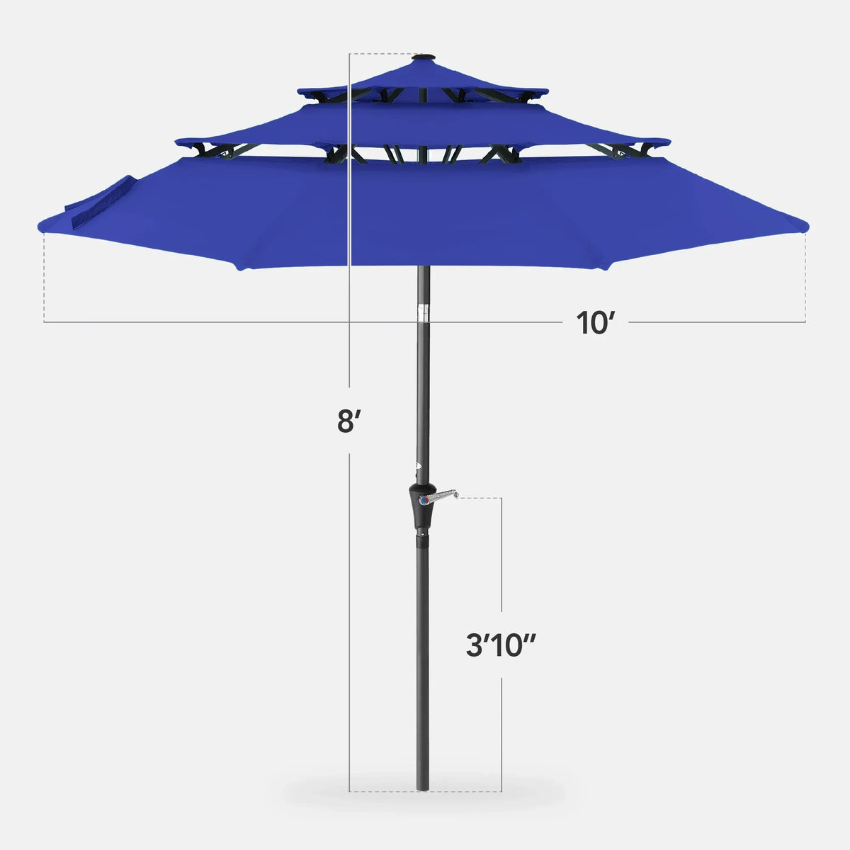 2026 NewBest Choice Products 10ft 3-Tier Patio Umbrella, Market Sun Shade w/ Tilt Adjustment, Easy Crank - Red