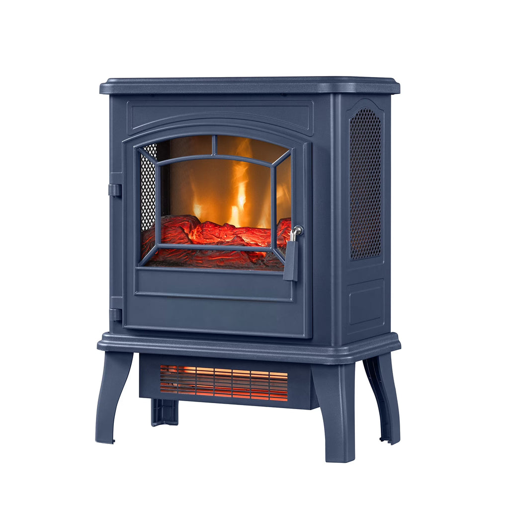 2026 NewClassicFlame 17.5"W Infrared Quartz Electric Stove Heater, Insignia Blue