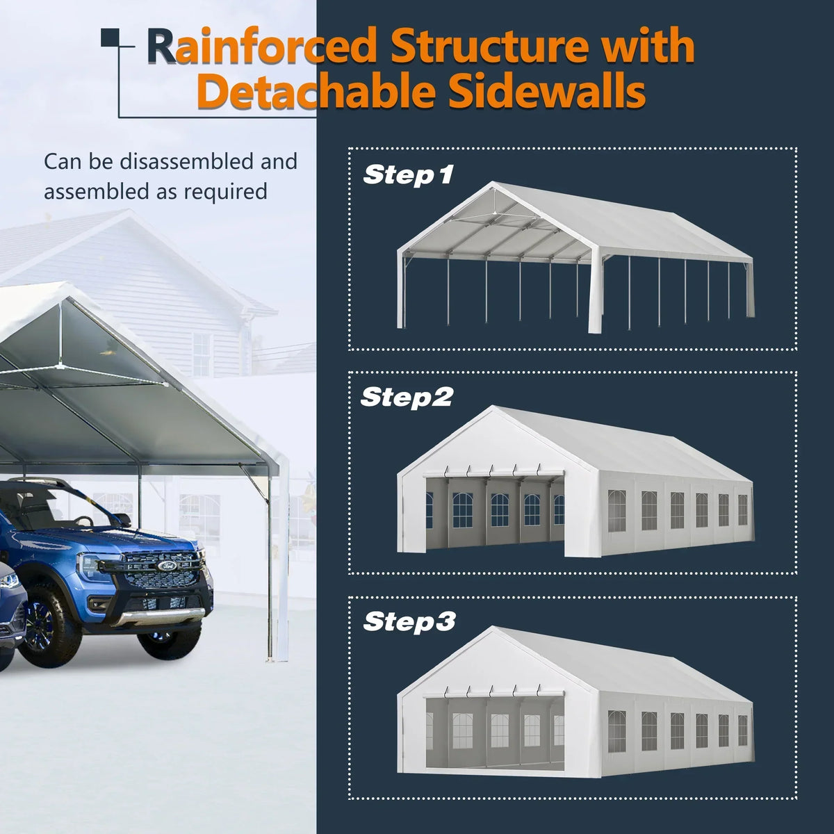 2026 New20x40 FT Heavy-Duty Party Tent with 3 Storage Bags - Large Waterproof Wedding Event Shelter for Removable Sidewalls & Zipper Door - Outdoor Commercial Tent for Parties Carport Camping BBQ Garden