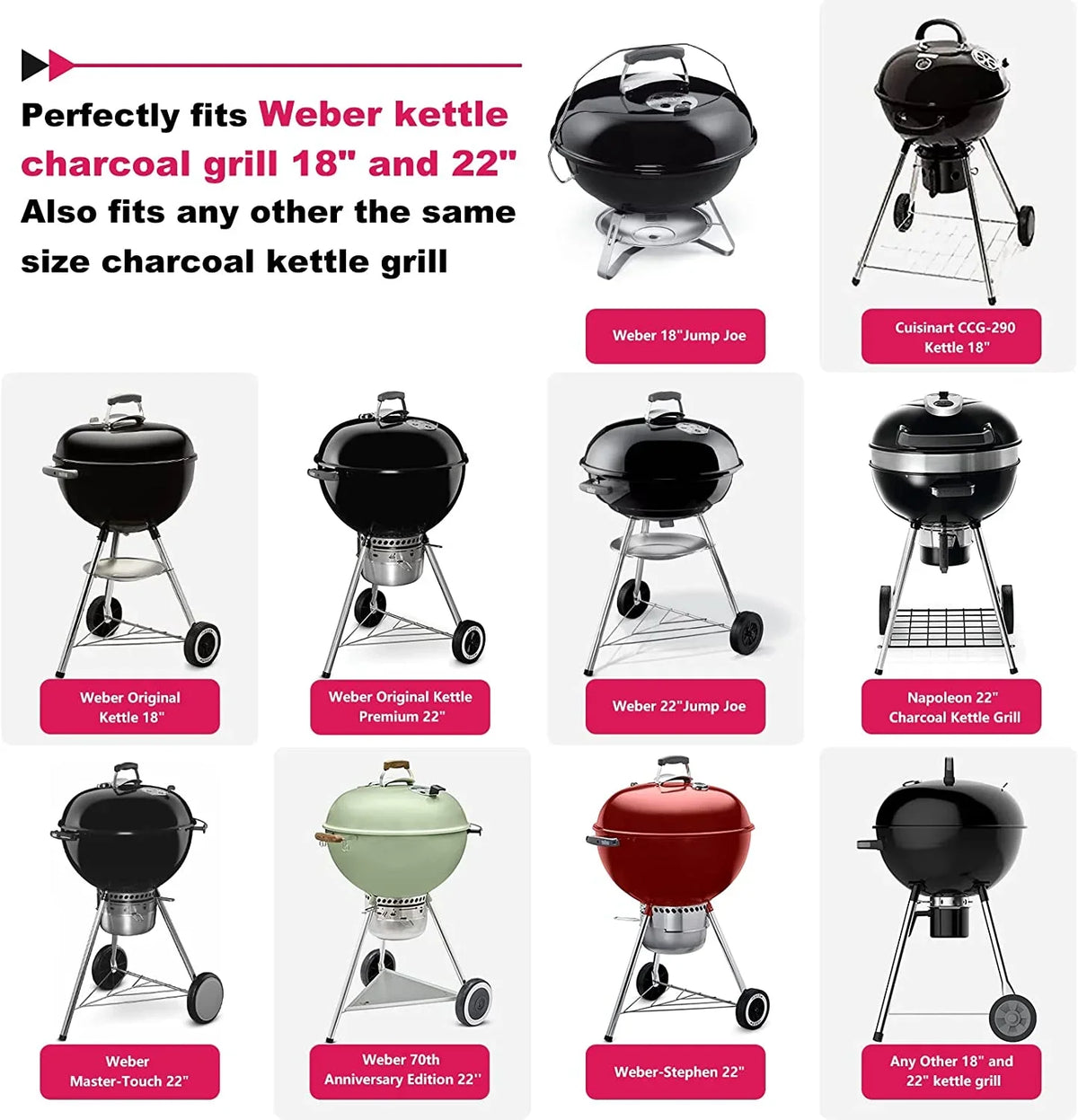 2026 NewGrill Stand Cart for Weber Kettle 22" & 18" Charcoal Grills - Multifunctional Cooking Station