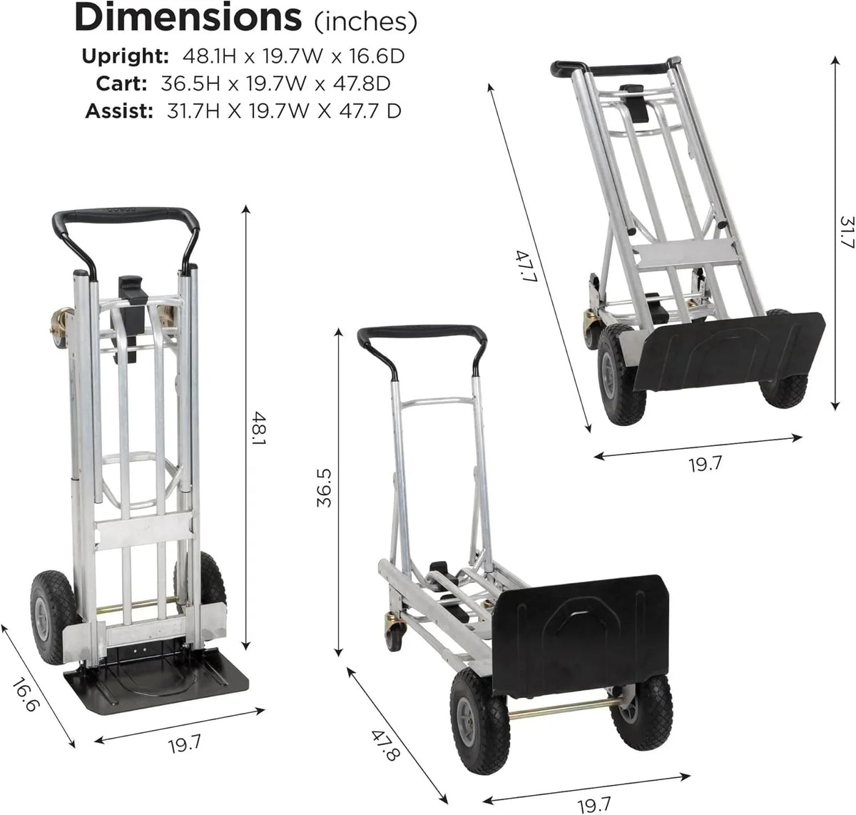 2026 New4-in-1 folding hand truck with puncture-proof wheels